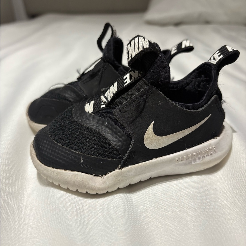 Nike Kids Black Sneakers with White Swoosh